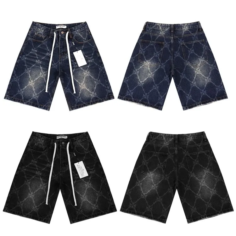 Monogram Print Denim Shorts