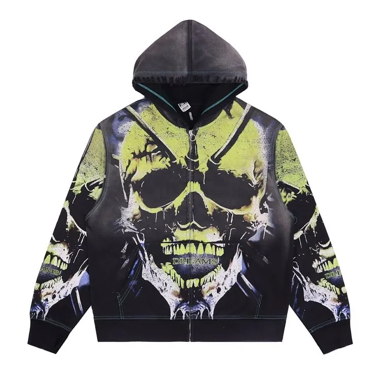 Neon Skull Zip Hoodie