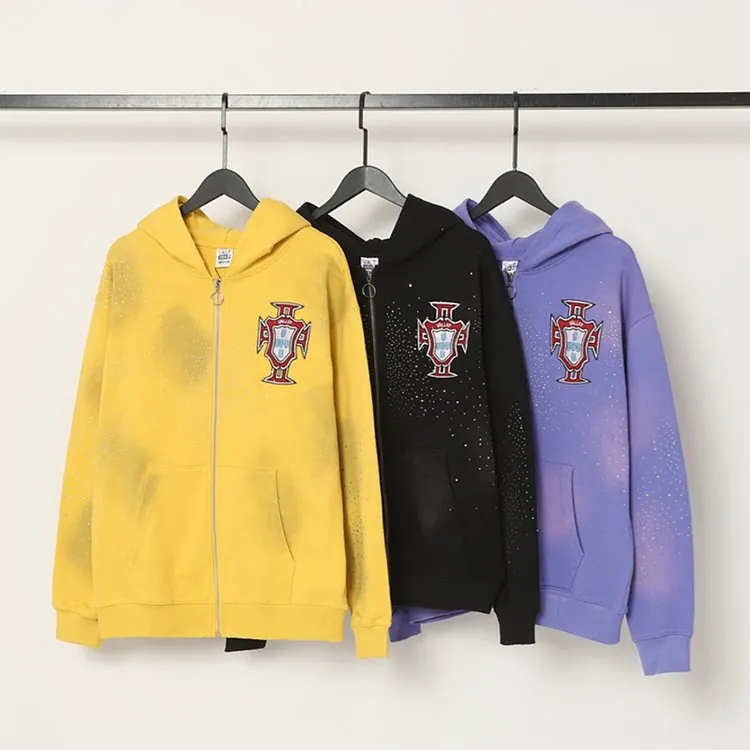 Rhinestone Splatter Crest Hoodie