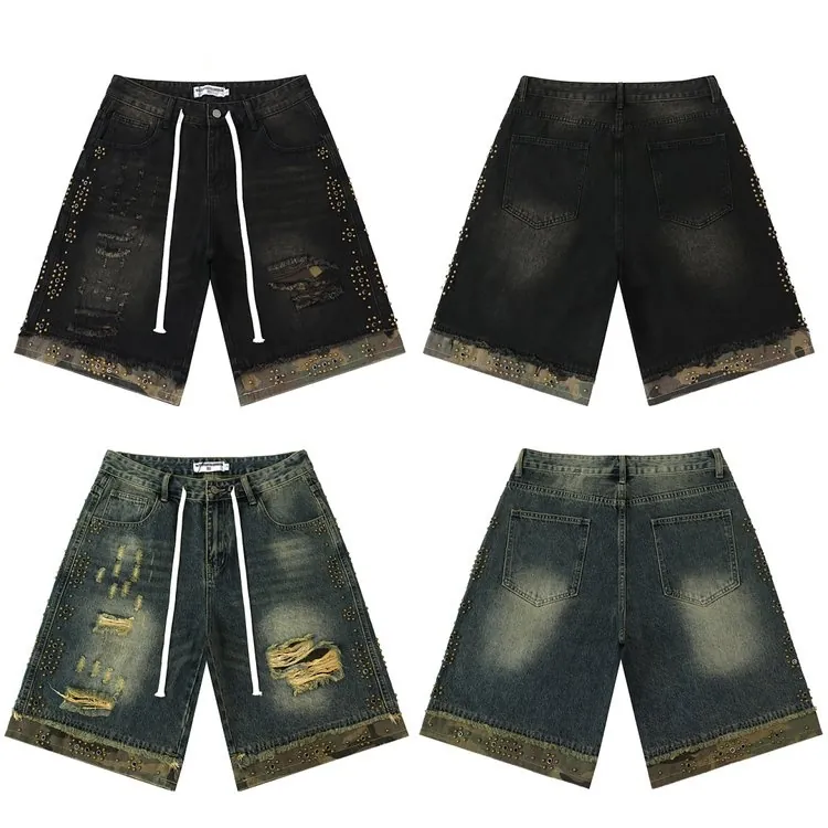 Studded Camo Hem Shorts