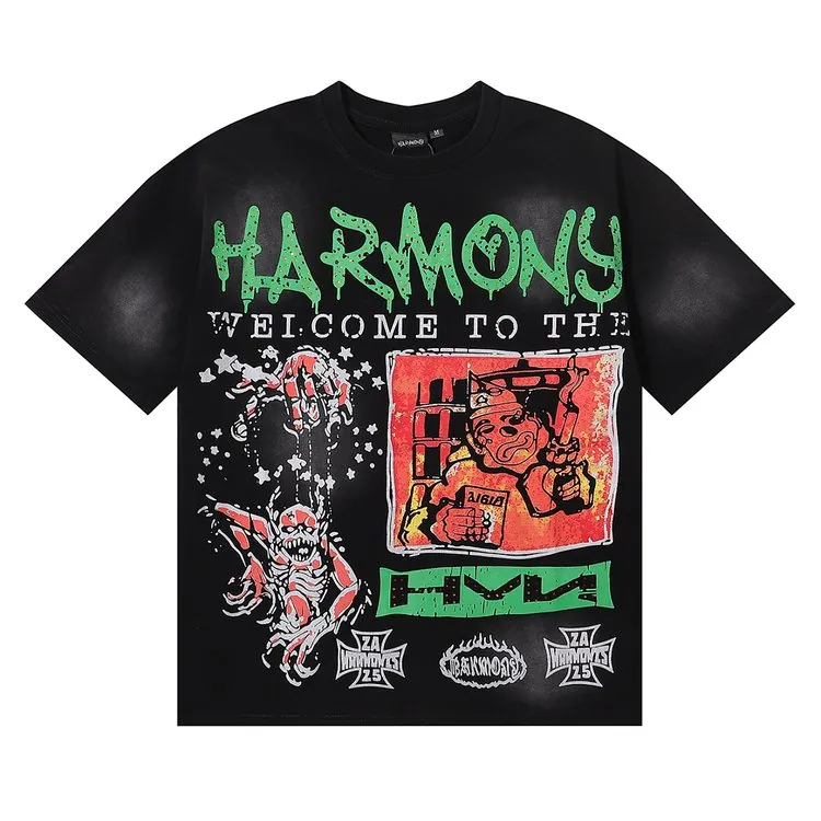 Washed Black Angel Graphic Tee